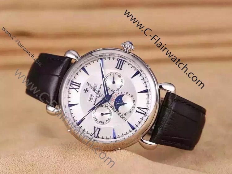 Vacheron Constantin Replica Watch Moon Phase Silver&Blue